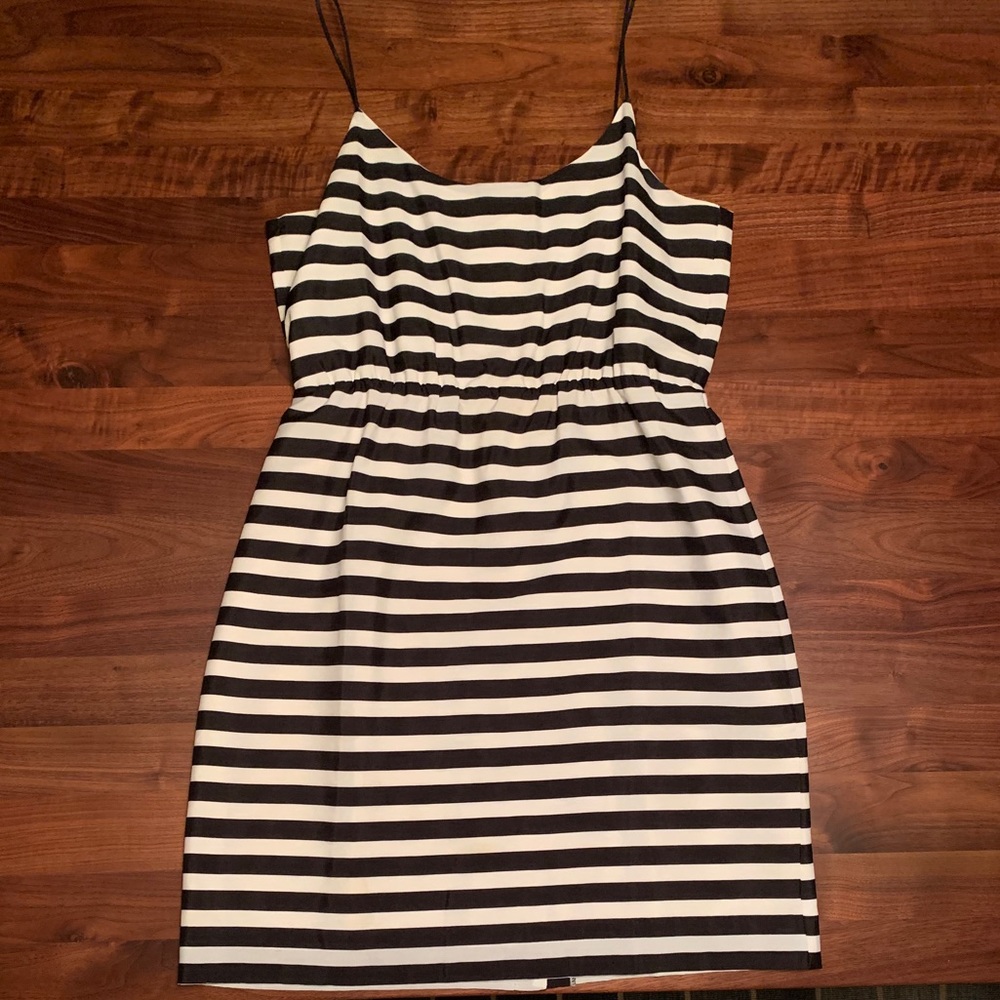 J. Crew Black and White Striped Dress